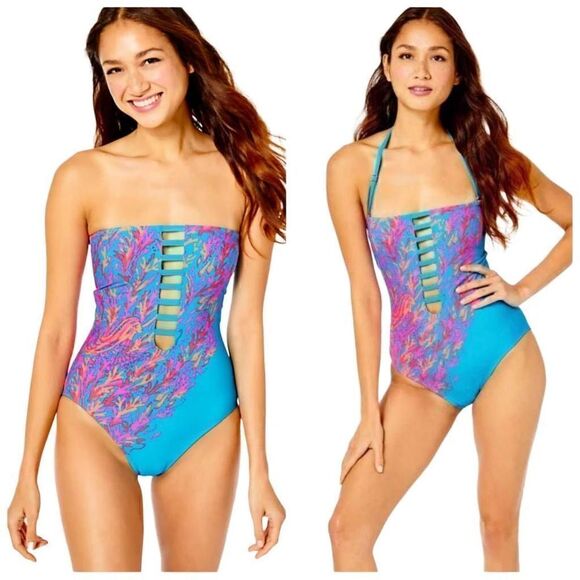 Lilly Pulitzer Teslee One Piece Swimsuit in Turquoise Oasis Size 0 - Picture 1 of 11